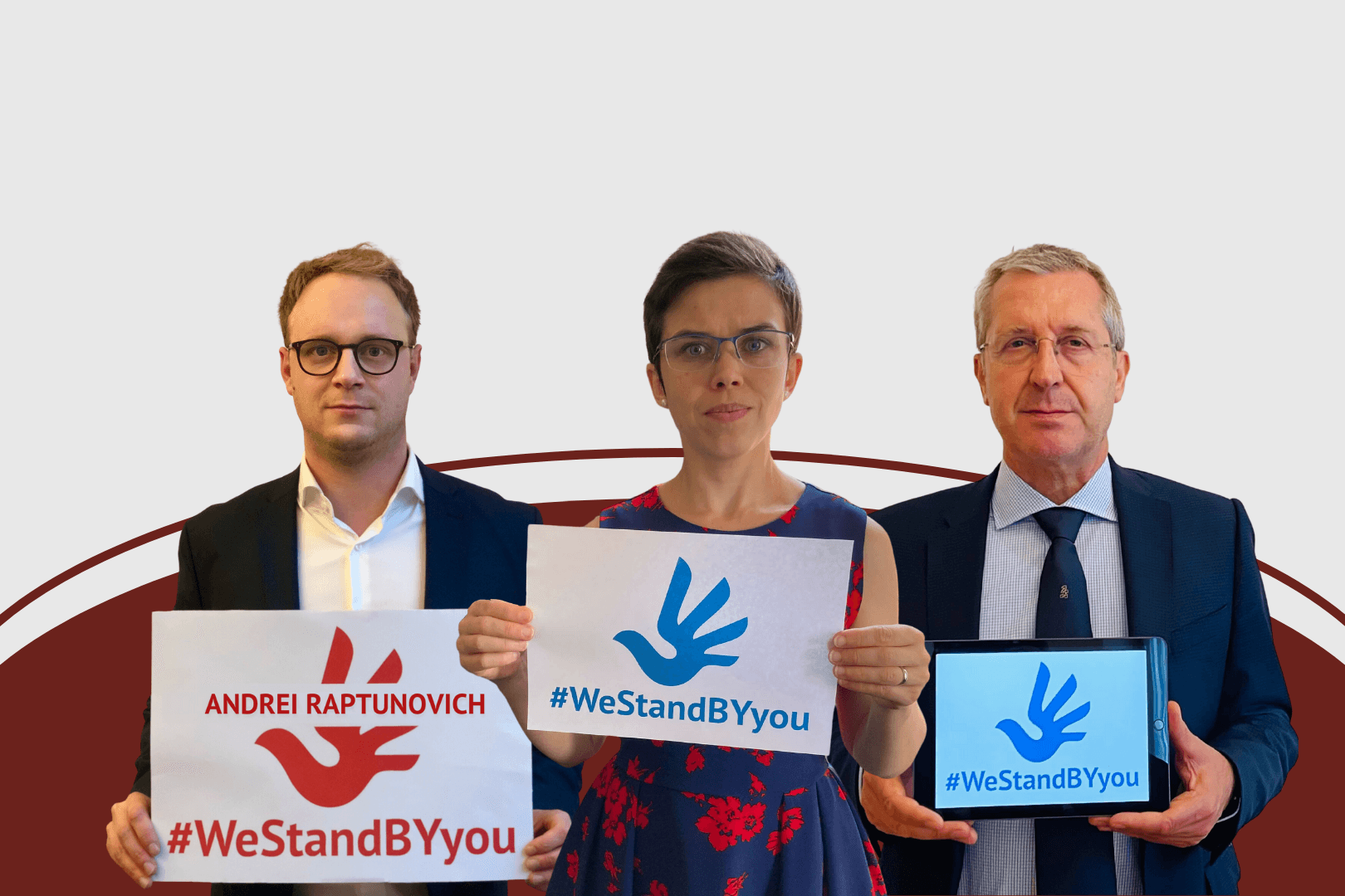 Parlamentarier*innen aus Italien, der Tschechischen Republik und Deutschland adoptieren die politischen Gefangenen Artsiom Zubrakou, Ryta Zotova und Andrei Raptunovich.